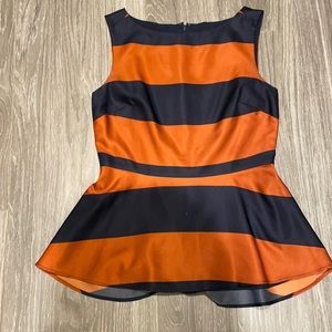 Navy Blue and Dark Orange Peplum Top